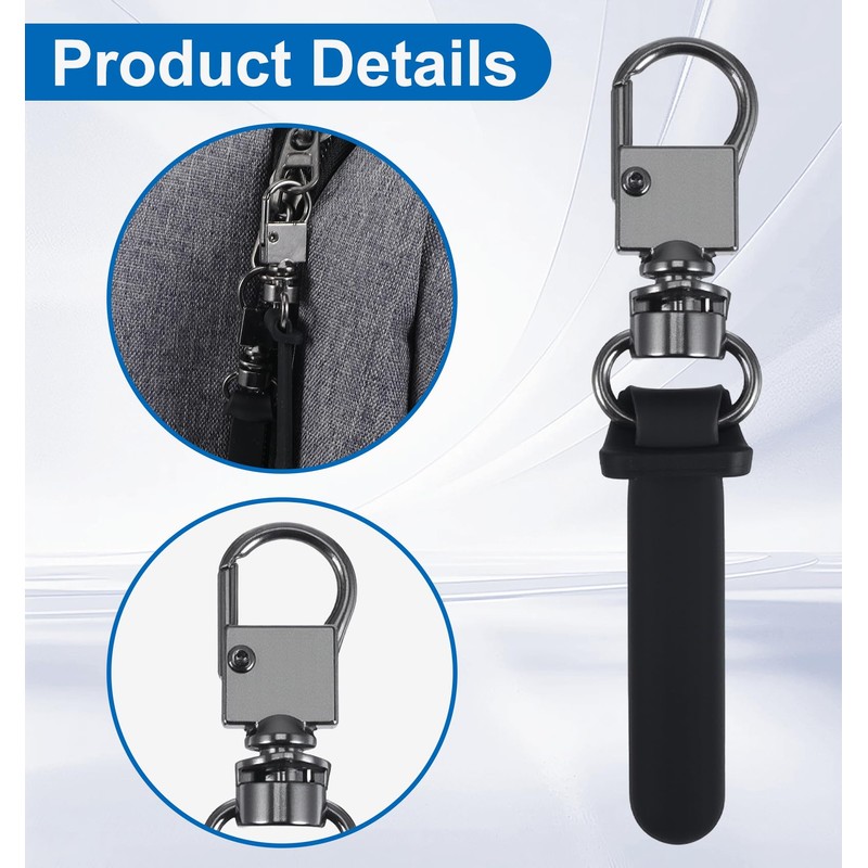 9Pcs Black Detachable Leather Zipper Pull, No-Tool Replacement Zipper Tab