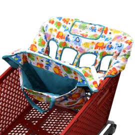Twin Double Shopping Cart Cover for Baby Siblings with Carrying Case. Fit Wholesale Warehouse Grocery Stores Like Costco SAMS Club (Colorful Elephant)