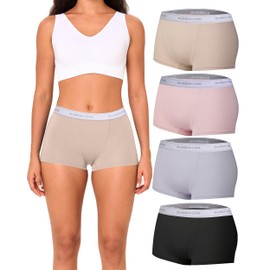 BAMBOO COOL Womens Boyshort Panties Cooling Underwear Soft Lightweight Moisture Wicking Boxer Briefs for Ladies 4 Pack