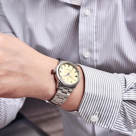 Orizontime Pagani Design Watches for Men, 38mm Dial, Stainless Steel, 100m Waterproof, Quartz, VH31 Movement (Butter Yellow)