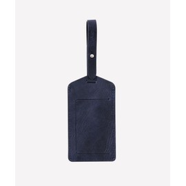 Matteu Matte Italian Full Grain Leather Carrier Initial Name Tag (Navy) N87951