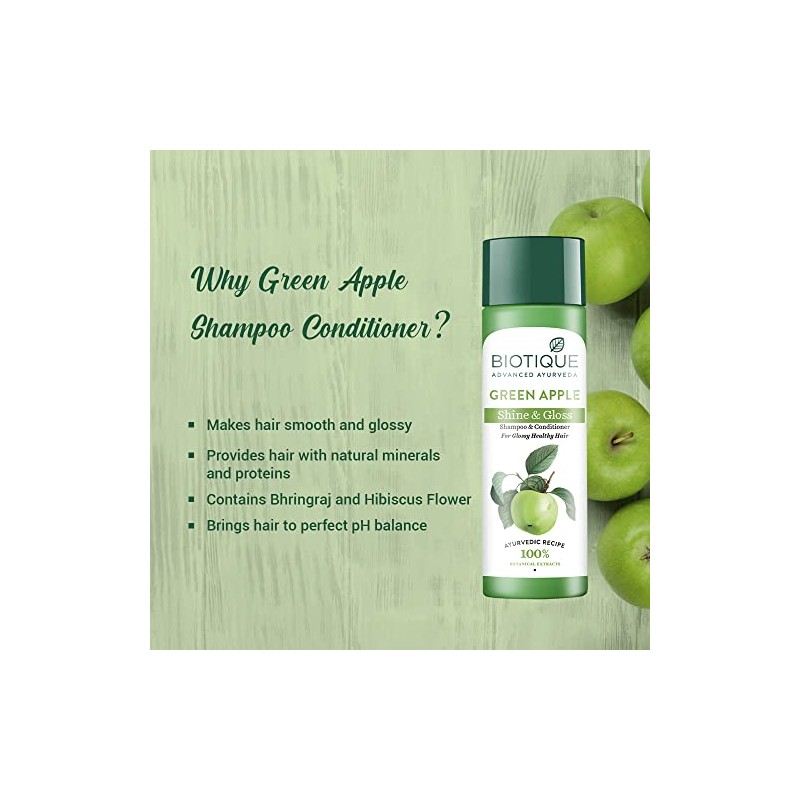 Biotique Green Apple Fresh Daily Purifying Shampoo and Conditioner for