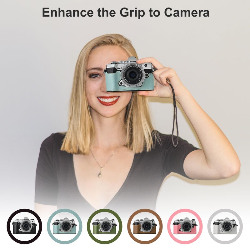 Rieibi PU Leather Half Case for Olympus OM-5/Olympus OM-D E-M5