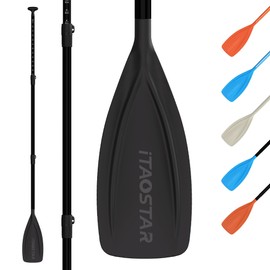 iTAOSTAR P01C-Black, SUP Paddle 3-Piece Floating Foldable Paddle Adjustable 160-210cm/63-84, Flexible Convertible Lightweight Oars with Glass Fiber Blade for Surfing