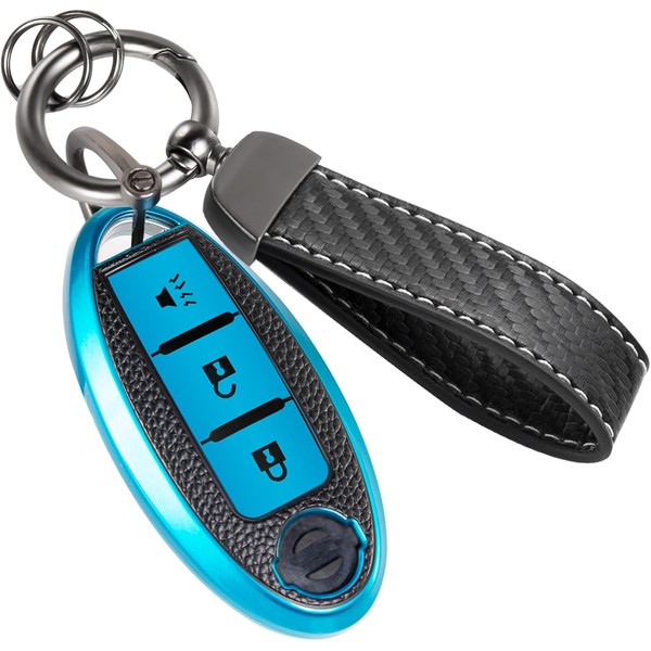 CTRINEWS for Nissan Key Fob Cover with Carbon Fiber Style