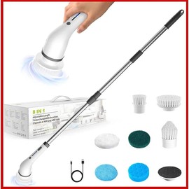 8-In-1 Electric Spin Scrubber - Color: Black, Plug Type: Usb Plug