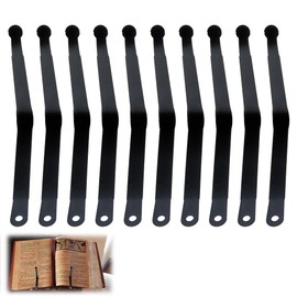 SUPERFINDINGS 10Pcs Metal Book Stand Page Clips Book Page Holder for Reading Steel Black Book Stand Clips Press Torsion Spring Replacement for Cookbook Textbook 4.4inch