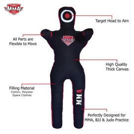 Kids Grappling Standing Dummy - Unfilled – Wrestling, Jiu-Jitsu, MMA Training Dummy with Moveable Arms and Legs – Durable Polyester Fabric