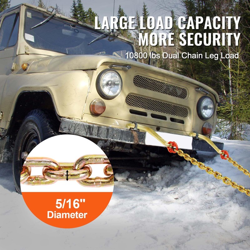 VEVOR G80 V Bridle Chain, 5/16" x 2' Towing Chain