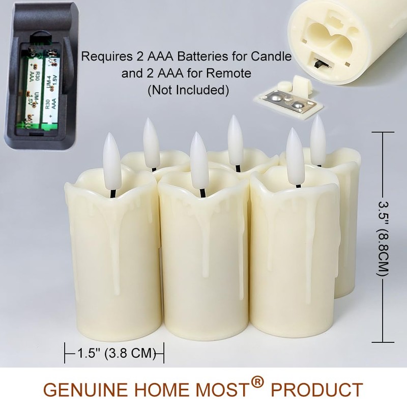 HOME MOST 6-Pack Ivory Votive Candles with 10-Key Remote &