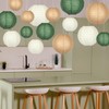 Green Round Chinese Paper Lanterns Decorative 15pcs Hanging Paper Lantern