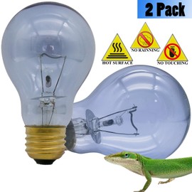 Reptile Heat Lamp Bulb 100 Watt, Full Spectrum Daylight Amphibians Basking Spot Light Bulb for Bearded Dragon, Gecko, Hermit Crabs, Lizard, Neodymium Blue Infrared Light Bulbs, E26 Base, 2 Pack