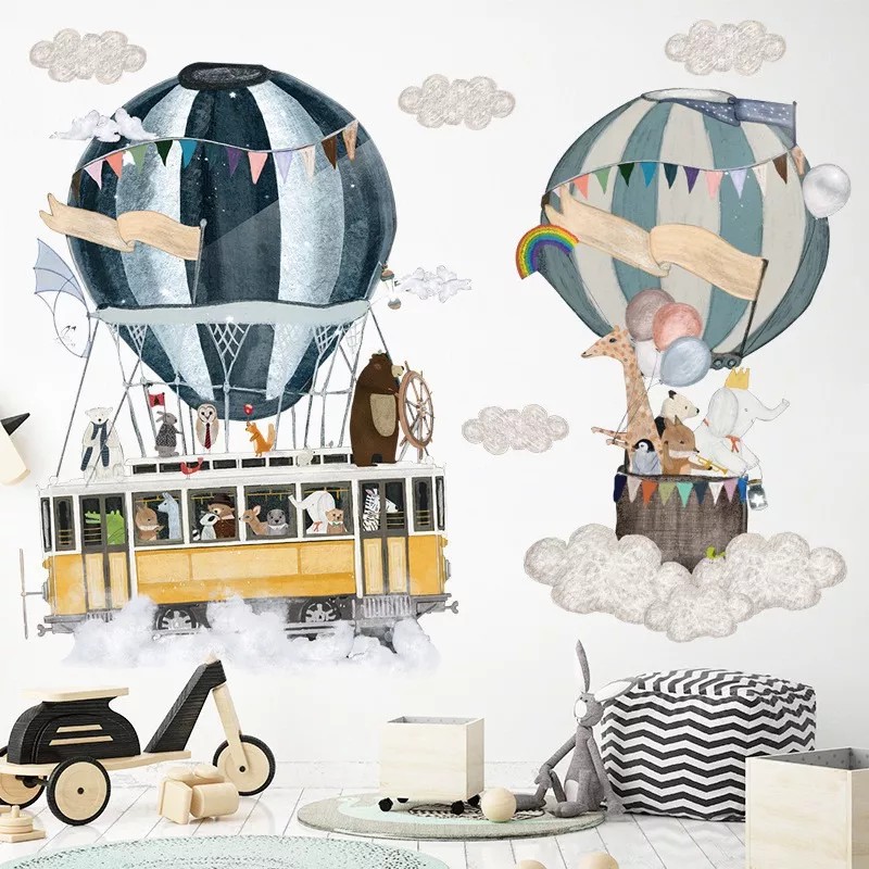 DaraBaby Vinil Infantil Globo Aerostático Dibujo Animales Bebe Niños