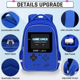 ZHIMEBYE Backpack for School Boys,3pcs Boys Backpack and Lunch Box Set for Elementary Middle School, 17″ Video Game Bookbag for Ages 6-18 Kids Children Teens