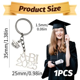 Graduation 2025 Gifts, Graduation Exam Lucky Charm Keyring, ABI 2025 Gift, Passed Graduation Gift, Stainless Steel Letter Keychain Decorations, Girls Boys Test Souvenirs, silver