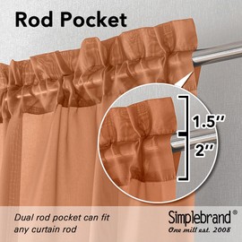 Simplebrand Orange Sheer Curtains 84 Inches Long, Light Filtering Rod Pocket Solid Color Window Sheer Curtain Panels, Elegant Curtains & Drapes for Living Room, Bedroom 2 Panels (42" W x 84" L)