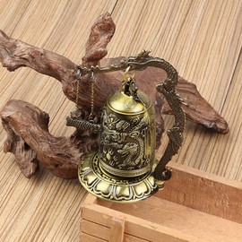 5In Mini Dragon Bell Vintage Dragón de Bronce Tallado Colgante Campana Adornos Budista Decoración de la Oficina en el hogar Obra de Arte
