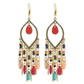 Color Bohemian Boho Chandelier Earrings for Women Long Tassel Dangle Drop Earrings Lightweight Vintage Ethnic Jewelry Gifts