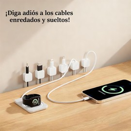 8 Piezas Organizador de Cable Magnético, Cable Management Clips, Compatible con Hasta 0,27 inch / 7 mm, Clips de Cable Adhesivos, Adecuado para Mesitas de Noche, Cocinas, Oficinas y Coches (Blanco)