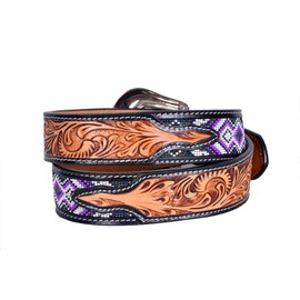 Affilare Western Tooled Leather Beaded Belt For Men and Women 30IS110-36