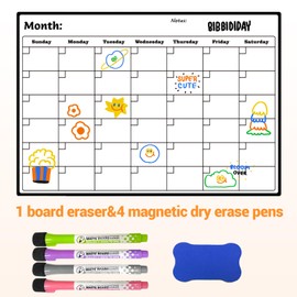 YUHUINCZRY Monthly Planner Wipe Clean, 42 x 30 cm, Family Planner & Monthly Planner Magnetic with 4 Markers and Eraser