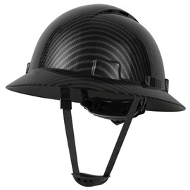 Zeluga 15-447 HDPE Full Brim Hard Hat, Construction Safety Helmet with Vented Holes, 6 Point Adjustable Ratchet Suspension, ‎Meets ANSI/ISEA Z89.1, Water Transfer Printing, Carbon Fiber Black Bright