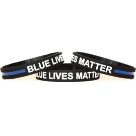 SayitBands XL 9 Inch Blue Lives Matter Wristband with Thin Blue Line