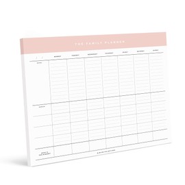 Bliss Collections Bliss Collections Family Planner with 50 Undated 8.5 x 11 Tear-Off Sheets - Simple Pink Daily and Weekly Calendar for Planning and Organizing Family Activities, Appointments, Tasks, Chores and Meals
