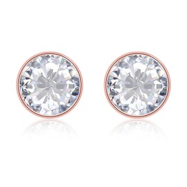 Glintara Women's Stud Earrings 925 Silver, Classic Earrings for Girls, Round Earrings Stud Set with Zirconia 4/5/6 mm, Sleeping Cartilage Stud Earrings, Hypoallergenic Earrings with Gift Box, Sterling