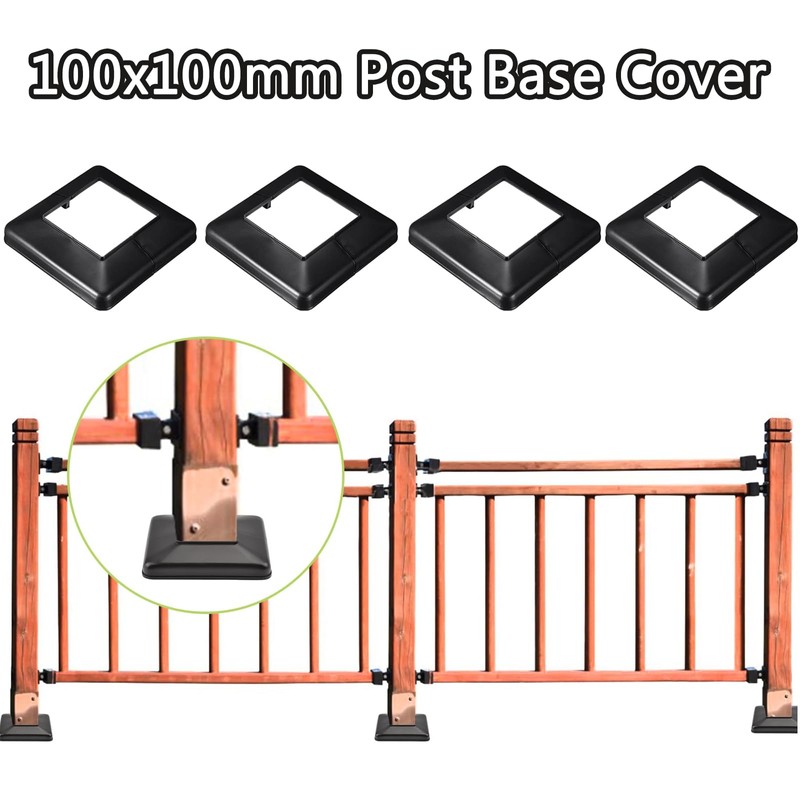 4 Pcs Post Skirt, Post Base Cover, 100x100 mm Plastic