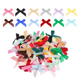 200-Piece Colorful Mini Satin Bows – Small Decorative Bows for Crafts, DIY Projects, Sewing Appliques, Hair Accessories – Multi-Color Tiny Bows for Creative Festive Designs