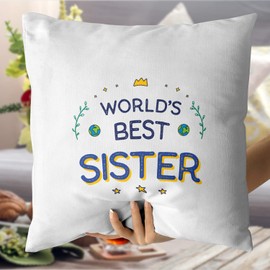 MUGFFINS SISTER Cushion Padding included - in English - World's Best - Funny gift - Pillow: cover and filling 15.7x15.7 inches