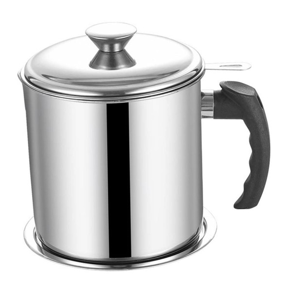 Oil Strainer Pot Stainless Steel Grease Container Oil Storage Can with Removable Filter Lid Colanders Food Strainers