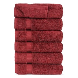 FTB Classic Washcloths Set 6 Piece Washcloths (Cranberry, 6 Washcloths)