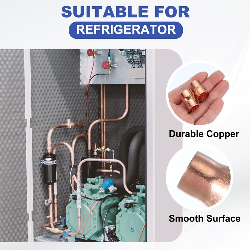 PATIKIL 5Pcs Copper Reducer 5/8" x1/2" ID Reducing Copper Coupling