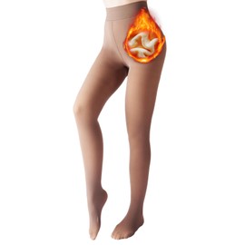 UniikStuff Women Fleece Lined Tights, Warm Fake Translucent Tights, High Waist Pantyhose Leggings for Winter