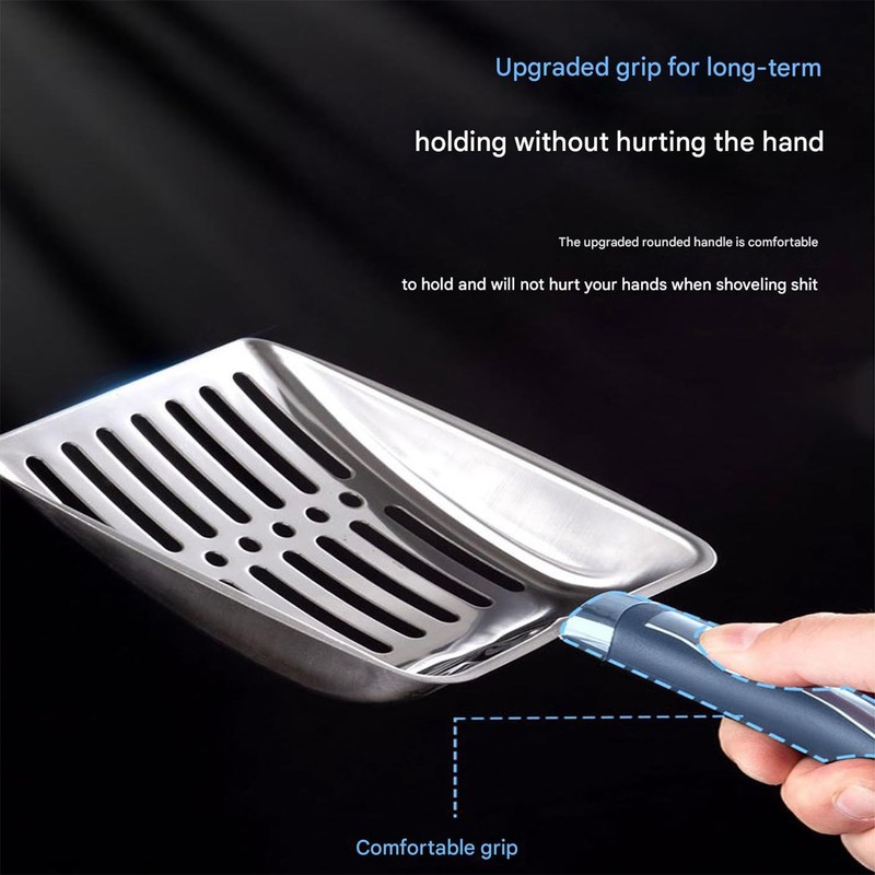 Roczental Stainless Steel Cat Litter Scoop Long Handle Durable Scooper