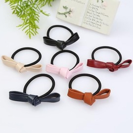 6Pcs Modern Simple Bow Hair Band Elastic Bows Ponytail Holder Rubber Band Tie Hair Rope Hair Scrunchies Bowknot Hair Accessories for Women Headwear