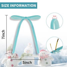 Pack of 30 Christmas Velvet Bows - 5x7 Inches, Vintage Style Velvet Ribbon Bows Perfect for Christmas Tree, Gift Wrapping, Wreaths, Garlands, Home Decor, & Wedding Party Celebrations (Sky Blue)