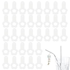 DELORIGIN 40Pcs Acrylic Tumbler Straw Charm Blanks Cat Claw Transparent Straws Toppers Charm Accessories Compatible Straws Toppers Pendant Bulk for Tumbler Cup Straw Caps Decoration