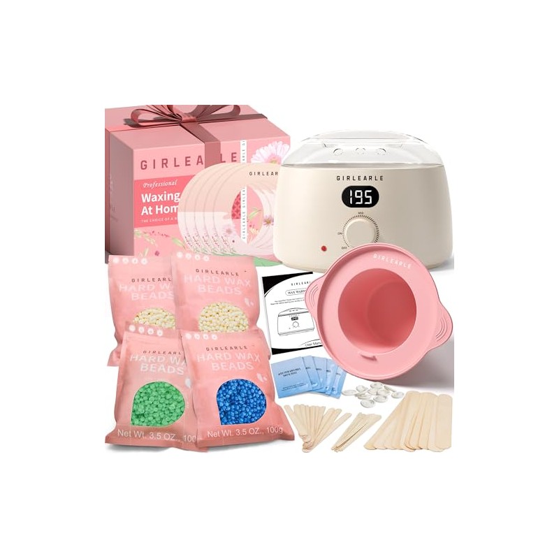 GIRLEARLE Premium Digital Waxing Kit for Home Hair Removal