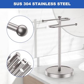 Hand Towel Holder, 304 Stainless Steel Heavy Duty S Shape Hand Towel Stand Free Standing Towel Bar for Bathroom Kitchen Countertop