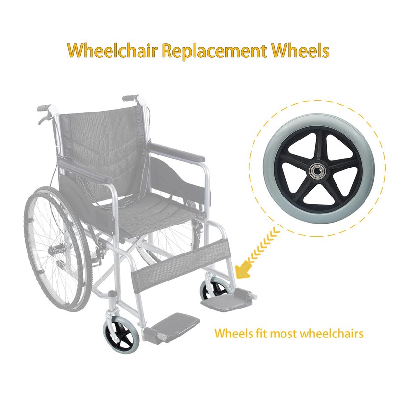 2 Pack Wheelchair Wheel - Environmentally Friendly PU material,6 Inch