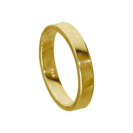 Gold Plated Sterling Silver 4mm Flat Wedding Band Ring Size R