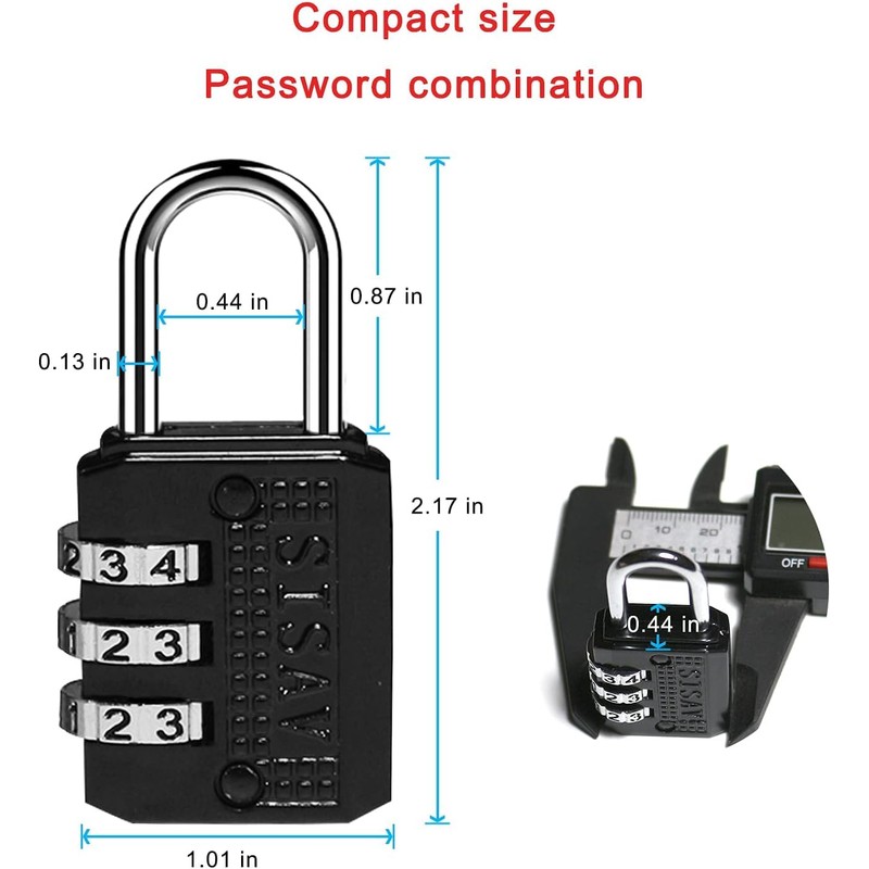 SISAV Padlock with 3 Numbers Padlock for Gym, Outdoor Padlock