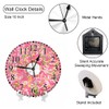 KEEPSUPER Pink Donuts Wall Clock Stripes Glaze and Colored Splashes