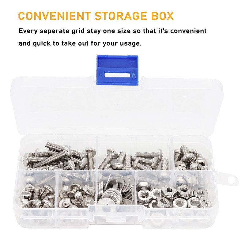 binifiMux 110pcs 10-32 Pan Phillips Screws Hex Nuts Flat Washers