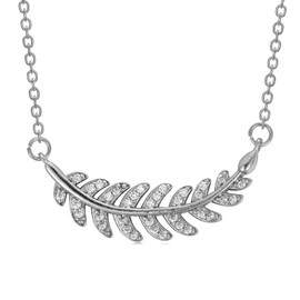 VIJASHOP Leaf Pendant Necklaces for Women Olive Leaves Necklace with Rhinestones Leaf Necklace Gift for Nature Lovers, Stainless Steel, No Gemstone