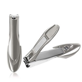 Nail Clippers for Thick Nails, Professional Nail Cutter with Catcher, Medical Grade Stainless Steel, Sharp and Durable Manicure Nail Clipper kit for Men and Women (Silver)