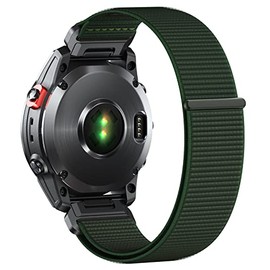 NotoCity 20mm Quick Fit Strap for Garmin Fenix 5s Fenix 6s Fenix 7s,Soft Nylon Velcro Strap for Fenix 5S Plus,Fenix 6S Pro,Instinct 2S,Descent Mk2S ï¼Black Buckle-Greenï¼